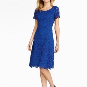 Talbots Elegant Blue Lace Dress Size 14